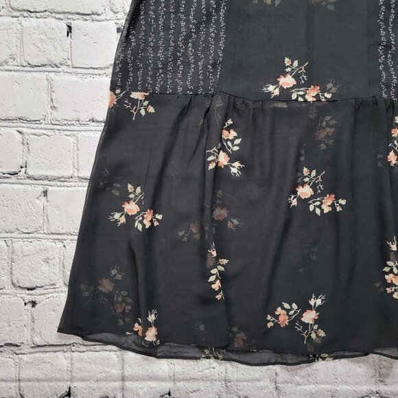 BCBGeneration Sheer Black Floral Print Flutter Sleeve Slip Dress Size XS - Picture 6 of 10